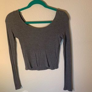 💚Basic Grey Long Shelved Crop Top